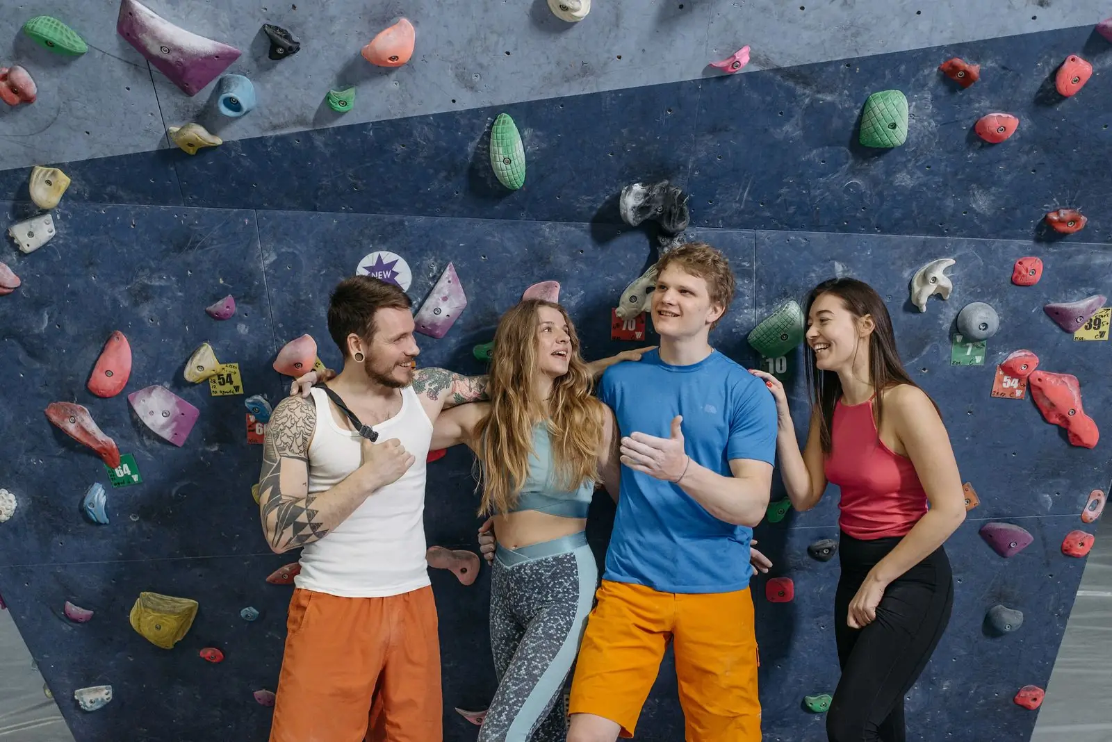 Friends at a climbing gym