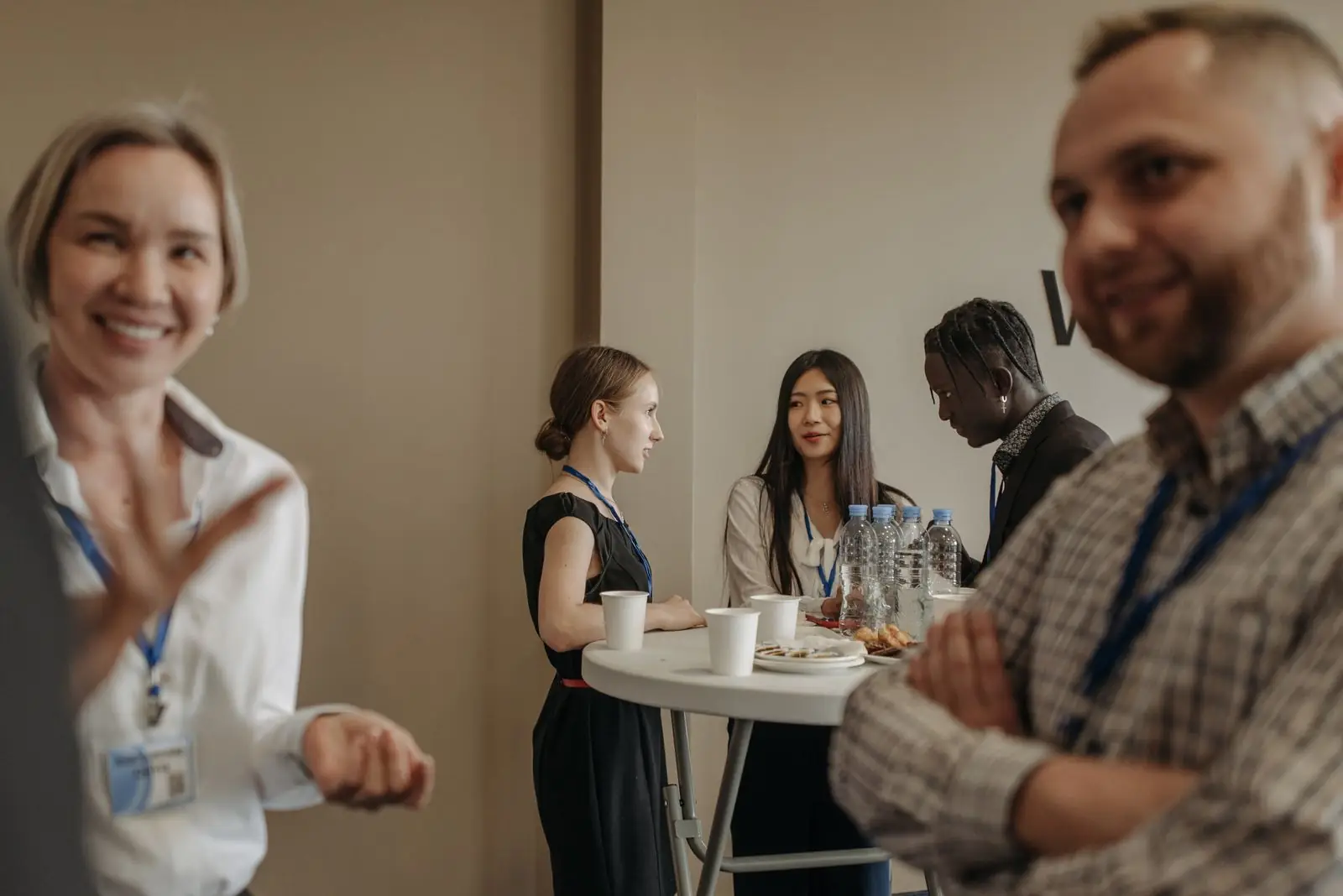 People talking at a networking meetup