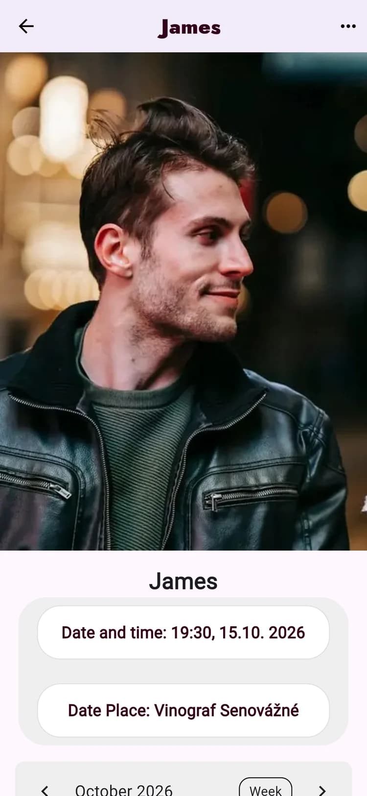 M app: a match’s profile